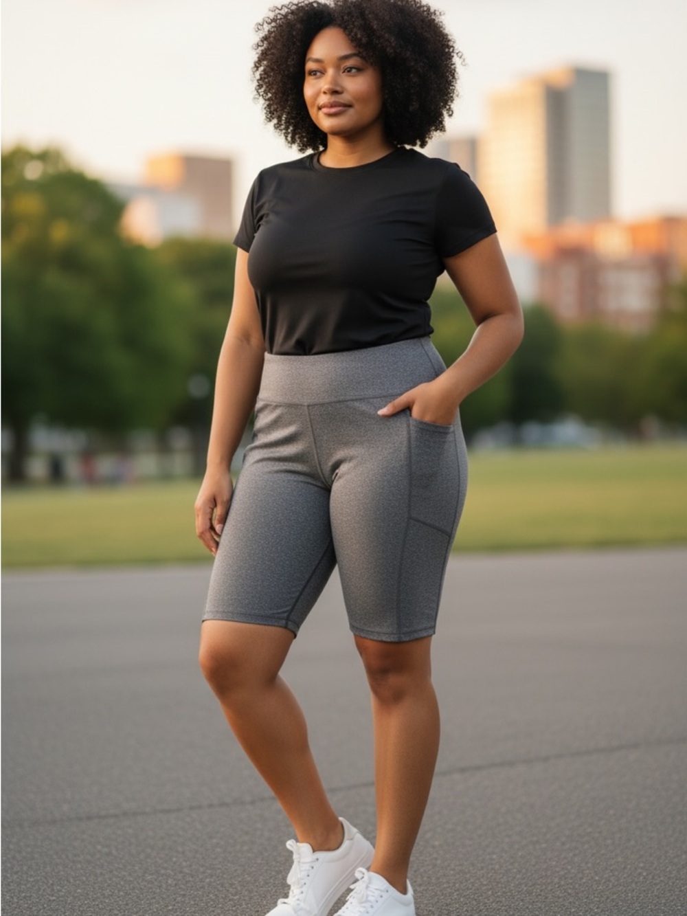 N.Y.L. New Sport Everyday Performance High-Waist Bike Shorts - Gray